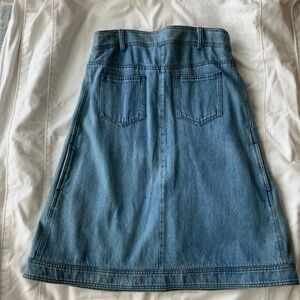 RARE VINTAGE CHANEL DENIM 2013 RUNWAY CORSET FLARE DRESS PEARL BUTTON